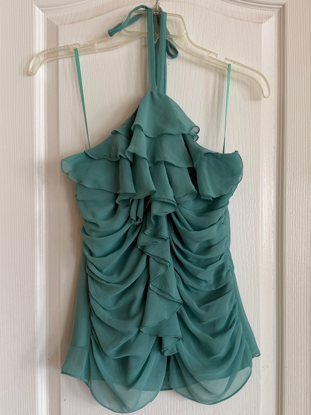The Limited Teal Ruffled Halter Camisole